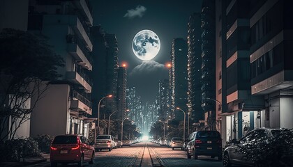 Canvas Print - night city street