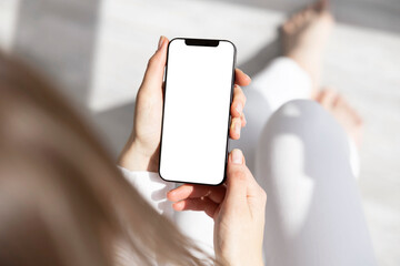 mockup phone in girl's hands