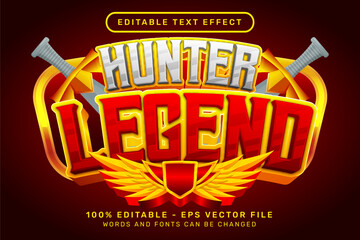 Poster - hunter legend text effect and editable text effect with wings illustration