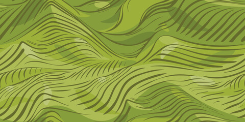 Wall Mural - Seamless field relief. Grass repeating pattern with hills. Background in green shades. Endless greenery