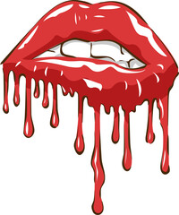 Wall Mural - Dripping lips png graphic clipart design