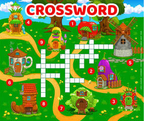 Aufkleber - Crossword quiz cartoon fairytale house buildings
