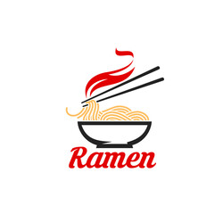 Wall Mural - Japanese ramen, Asian cuisine food restaurant icon