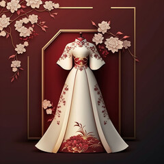 Wall Mural - Chinese traditional wedding dress - Generative AI
