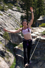 Emily Sukiennik Walking A Highline Above The Yosemite Valley Floor At Taft Point