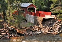 A Flood Destroys A Covered Bridge In Columbia County, PA