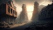 The Consequences of an Earthquake: A Post-Apocalyptic View of a Destroyed City, AI generative