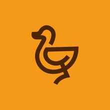 Duck Simple Line Icon Logo Vector Design, Modern Logo Pictogram Design Of Duck Or Mallard