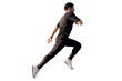 © muse studio - Athlete Male runner Fast jumping Running Isolated transparent background, png.