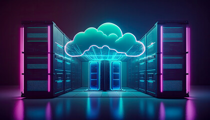 Cloud computing technology concept. Futuristic illustration AI generated
