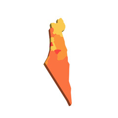Canvas Print - Israel political map of administrative divisions - districts, Gaza Strip and Judea and Samaria Area. 3D map in shades of orange color.