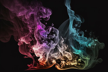 Wall Mural - Colorful smoke background image, Generative AI 