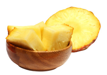 Sticker - Sliced pineapple on a wooden bowl