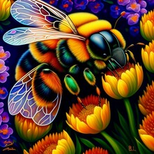  Africanized Bee (killer Bee) Perch On The Petals, Created With Generative AI Technology