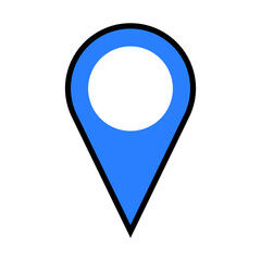 Poster - blue location pointer pin or you are here marker sign icon. vector image.