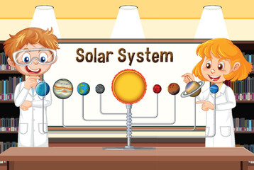 Wall Mural - solar system classroom template