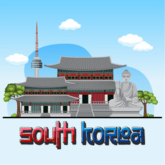 Poster - South Korea famous landmark element