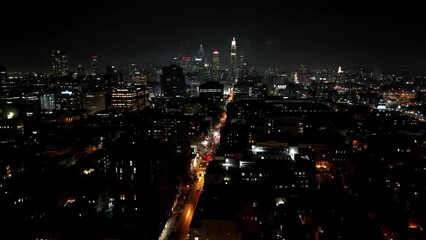 Sticker - Street traffic in Philadelphia at night - drone photography