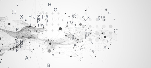 Abstract scientific and technical background. Frame wave with the inclusion of letters.