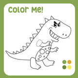 Fototapeta Dinusie - Educational printable worksheet. Coloring dinosaur worksheet for children. Coloring activity for kids. Vector illustrations. 