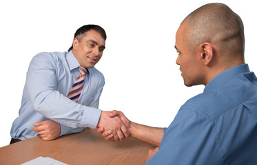 Canvas Print - Business people handshaking at meeting on background