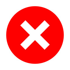 Poster - round no or wrong or declined rejected icon sign with x cross in red circle. vector image.