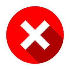 Poster - round no or wrong or declined rejected icon sign with x cross and 3d shadow effect in red circle. ve