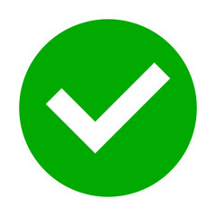 Poster - round yes or right or approved accepted icon sign with checkmark tick in green circle. vector image.