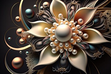 3d3d wallpaper, abstract Jewelry flower decoration, wallart, ai generated