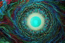 Abstract Eye In A Colorful Whirpool Created With Generative AI Technology.