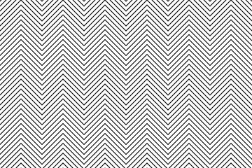 Black zigzag chevron lines pattern on white background vector. Saw tooth or wave stripes pattern. Wall and floor ceramic tiles seamless pattern.