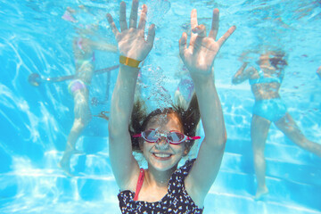 Sticker -  girls swimming  in pool