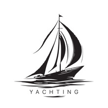 Vector Logo Of Yacht With Sail. Illustration Of Sail Boat.