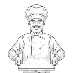 Sticker - Smiling restaurant chef logotype monochrome