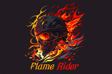 Wall Mural - Vector skull flame rider art for t-shirt and other