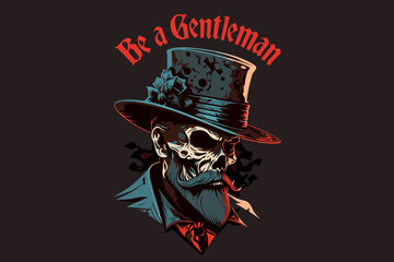 Wall Mural - Vector skull gentleman art for t-shirt and other