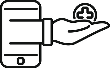 Poster - medical help icon outline vector. online medical consultation. service care