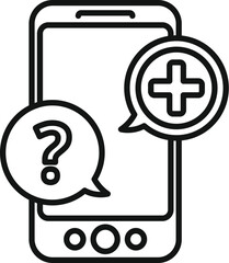 Poster - phone medical help icon outline vector. online doctor. health service