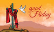 realistic banner illustration of cross and greeting to commemorate good friday.