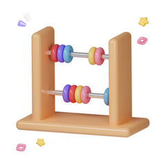 Cute colorful abacus icon cute smooth on pastel background, arithmetic game learn counting number concept. finance education. icon symbol clipping path. PNG 3d render illustration