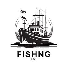 Fishing Boat Logo Design Image For Sea Transportation And Barge Boat Logo Vector