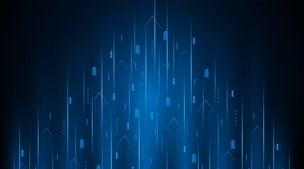 Poster - Abstract up arrow on dark blue background. Business growth or investment ideas. blue arrow technology background
