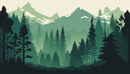 forest - minimalistic flat design landscape illustration. image for a wallpaper, background, postcar