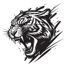 Roaring Tiger Logo Design Vector Illustration. Good For Logo