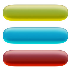 Poster - Set of round rectangle shape buttons in 3d render