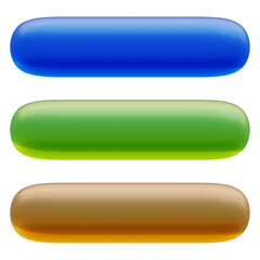 Poster - Set of round rectangle shape buttons in 3d render
