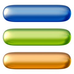 Fototapete - Set of round rectangle shape buttons in 3d render
