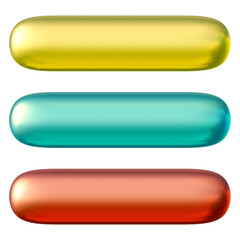 Poster - Set of round rectangle shape buttons in 3d render