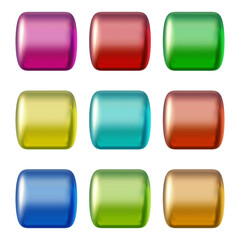 Poster - Set of round square shape buttons in 3d render