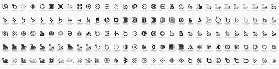 abstract letter B logo icon set. design for business of luxury, elegant, simple.